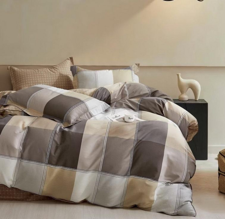 Постельное белье из сатина АЛЬВИТЕК крупная клетка семейное