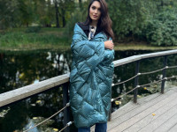 Дорожный плед-пончо пуховый GERMAN GRASS Travel Cape Plaid Grass Aqua 130х170