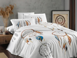Постельное белье из страйп сатина с цветным принтом KARVEN N250-SB012 50х70 (2шт), 70х70 (2шт) евро