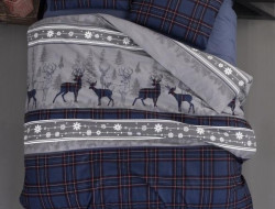 Постельное белье из фланели KARVEN N244 HAPPINIES NAVY BLUE 50х70 (2шт) евро