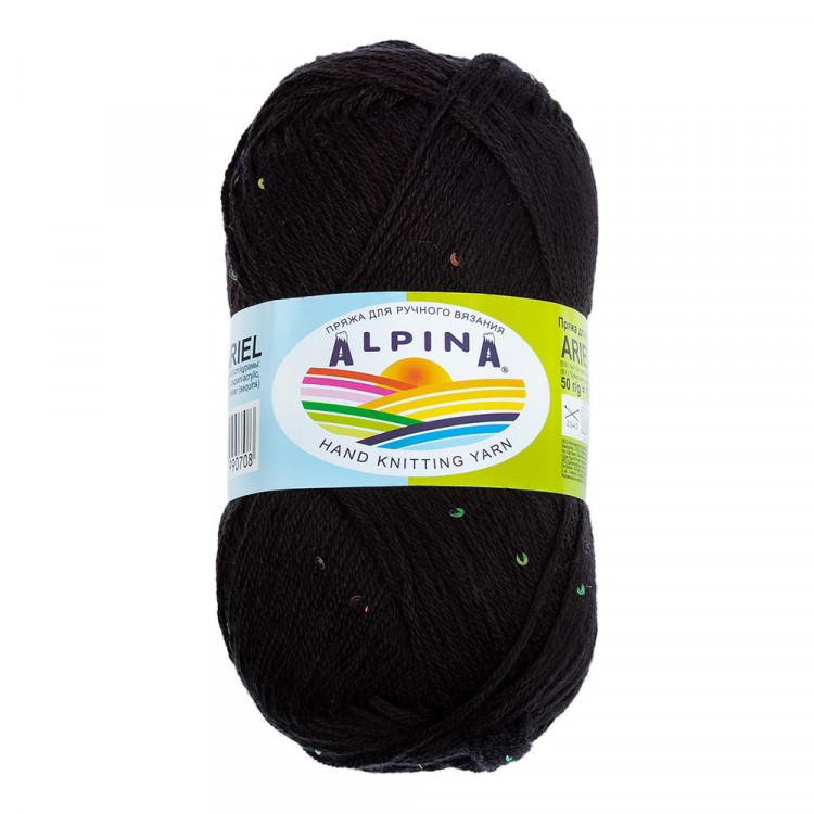 Пряжа ALPINA ARIEL №04 черная 98% акрил, 2% пайетки 10 шт х 50 гр, 150 м +/- 10 м