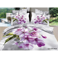 Покрывало из сатина стеганное с вышивкой DIVA AFRODITA PREMIUM 039 МАЙ 220х240 с наволочками 50х70 (2шт)