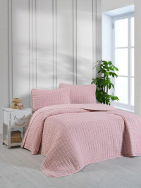 Покрывало тонкое из хлопка и микрофибры KARVEN Y836 MUSLIN KARE V3 персиковое 240х250 с наволочками 50х70 (2шт)