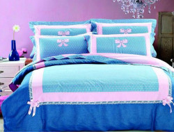 Постельное белье из сатина с вышивкой и гипюром CRISTELLE BEDING SET TCR04-01 евро