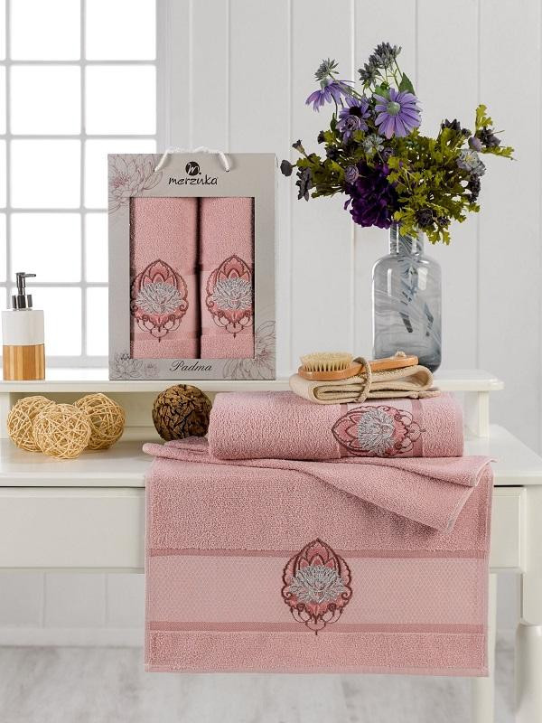 Набор полотенец махровых PADMA розовый 50х90, 70х140 в коробке