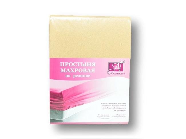 Простыня махровая на резинке АЛЬВИТЕК бежевая 90х200