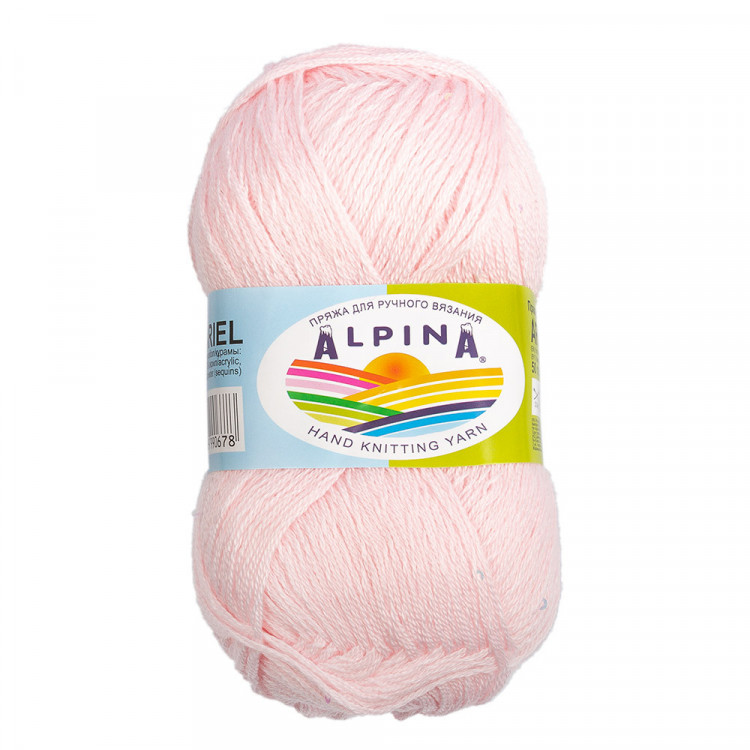 Пряжа ALPINA ARIEL №07 светло-розовая 98% акрил, 2% пайетки 10 шт х 50 гр, 150 м +/- 10 м