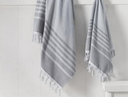 Полотенце махровое хлопковое SAREV H964 LOVINA V2 серое 50х90