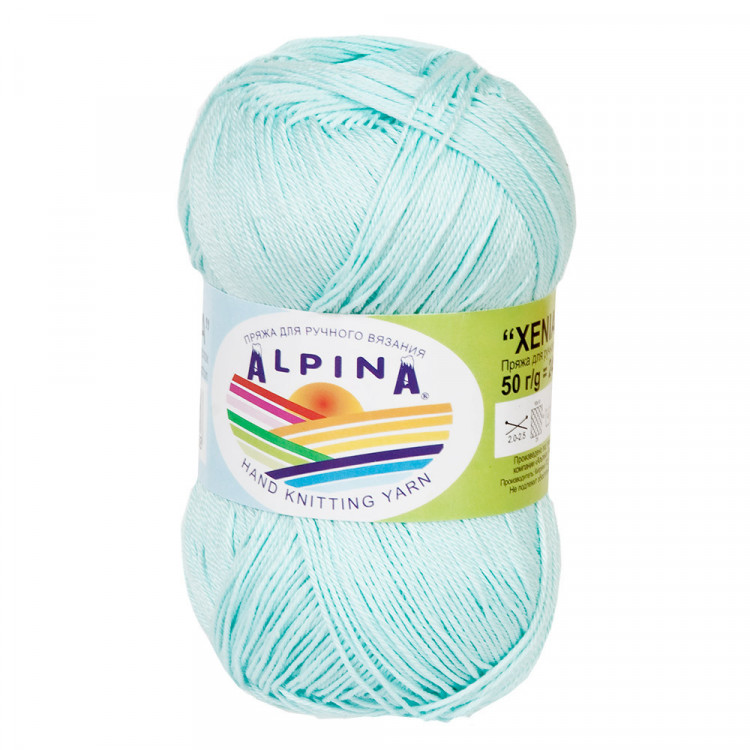 Пряжа ALPINA XENIA №139 светло-бирюзовая 100% мерсеризованный хлопок 10 шт х 50 гр, 240 м +/- 10 м