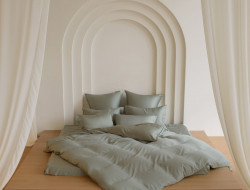 Постельное белье с простыней на резинке 160х200 GERMAN GRASS OLIVE BRILLIANT GRASS 70х70 (2шт) евро