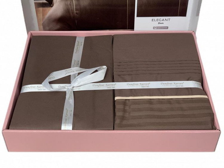 Постельное белье из DELUXE DARK ранфорса KARVEN N028 ELEGANT BROWN 50х70 (2шт) 1,5-спальное