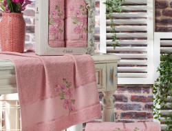 Набор полотенец махровых ORKIDE розовый 50х90, 70х140 в коробке