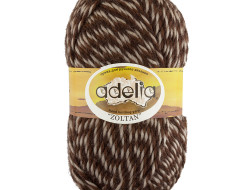Пряжа ADELIA ZOLTAN №139 бежевая-коричневая 100% шерсть, 5 шт х 100 гр, 115 м +/- 5 м