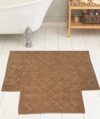 Набор ковриков для ванной хлопковый KARVEN KV422 PARKE кофейный 50х60 (1шт), 60х100 (1шт)