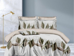 Постельное белье из микросатина TANGO зеленые листочки 50х70 (2шт) 2-спальное