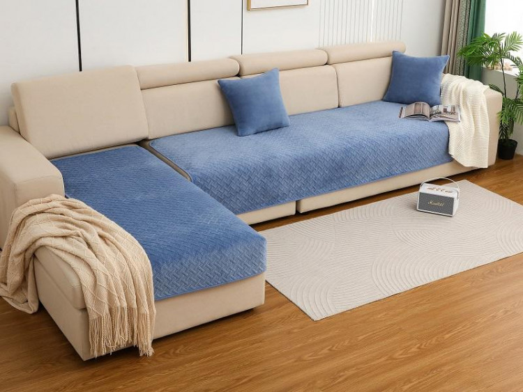 Набор накидок на диван из микрофибры TANGO SOFA светло-синий 90х160 (1шт), 90х210 (1шт)