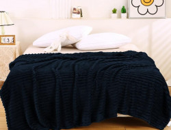 Плед фланелевый CRISTELLE STRIPE PREMIUM черный 200х220