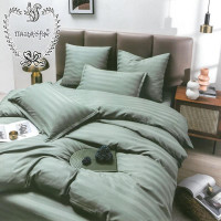 Постельное белье из страйп-сатина ПАНДОРА полынь евро