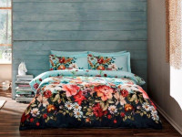 Постельное белье из сатина TAC DIGITAL LUMINA голубое семейное