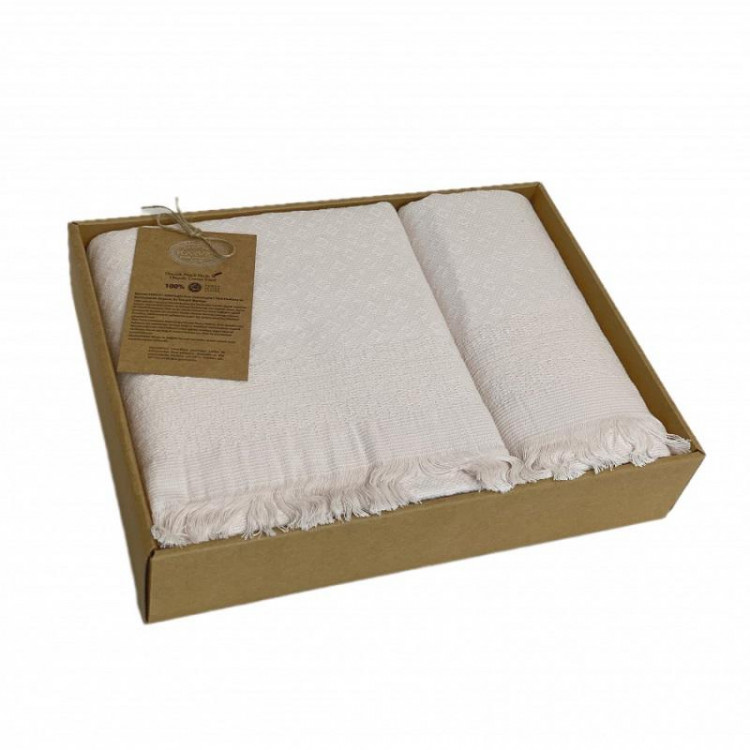 Набор полотенец махровых хлопковых KARVEN HS1720 TROPICAL персиковый 50х90 (1шт), 70х140 (1шт)