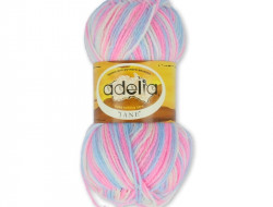 Пряжа ADELIA JANE №03 бледно-желтая-ярко-розовая-голубая 100% акрил, 10 шт х 50 гр, 227 м +/- 10 м