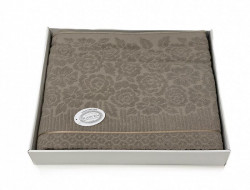 Плед из хлопка махровый KARVEN P958 ROSE V4 темно-бежевый 160х220