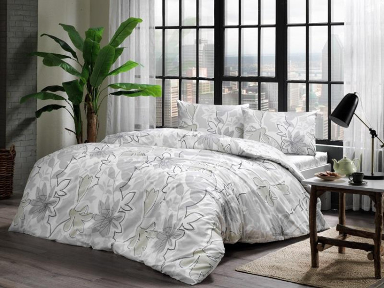 Постельное белье из ранфорса TAC RANFORCE JAMIE серое 1,5-спальное