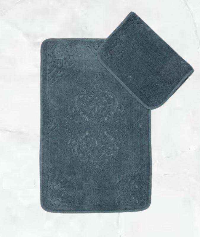 Набор ковриков для ванной хлопковый KARVEN KV423 ALA темно-серый 50х60 (1шт), 60х100 (1шт)