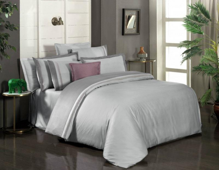 Постельное белье из сатина де люкс SAREV 300TC N235 GRAZ V1-GRI 50х70 (4шт), 40х40 (1шт) евро