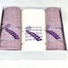 Набор полотенец махровых хлопковых KARVEN HS1623 KIVRIMLI YAPRAK V7 сиреневый 50х90 (2шт), 70х140 (1шт)