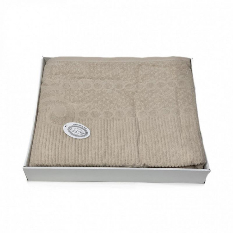 Плед из хлопка махровый KARVEN P960 ESTER V2 светло-бежевый 160х220