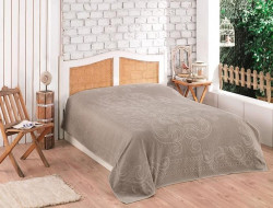 Плед из хлопка махровый KARVEN P960 ESTER V4 темно-бежевый 160х220