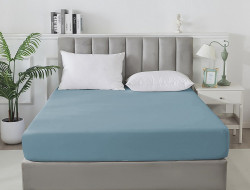 Простыня на резинке сатиновая TANGO Soho голубое небо 160х200х30