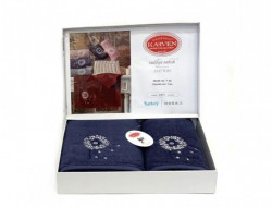 Набор полотенец махровых хлопковых в коробке KARVEN HS1674 RADIKYA V5 синий 50х90 (1шт), 70х140 (1шт)