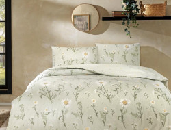 Постельное белье из ранфорса TAC RANFORCE LAUREL зеленое 1,5-спальное