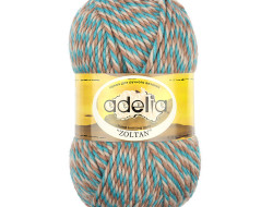 Пряжа ADELIA ZOLTAN №134 бежевая-бирюзовая-коричневая 100% шерсть, 5 шт х 100 гр, 115 м +/- 5 м