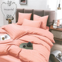 Постельное белье из страйп-сатина ПАНДОРА лососевое 2-спальное