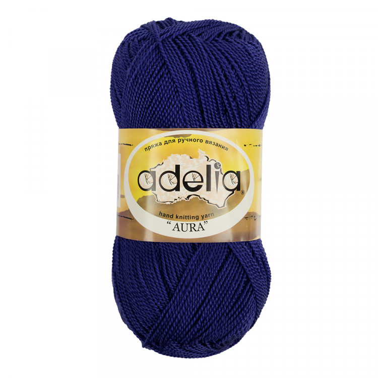 Пряжа ADELIA AURA №075 темно-синяя 100% акрил, 10 шт х 50 гр, 250 м +/- 5 м