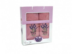 Набор полотенец махровых хлопковых KARVEN HS1610 LAVANTA KELEBEK V6 сухая роза 50х90 (1шт), 70х140 (1шт)