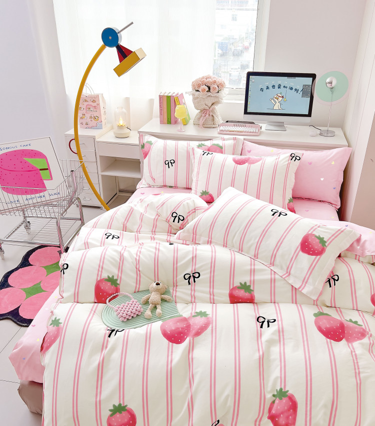 Постельное белье из твил-сатина TANGO клубничное утро 50х70 (2шт), 70х70 (2шт) евро