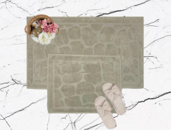 Набор ковриков для ванной хлопковый KARVEN KV427 TAS светло-бежевый 50х60 (1шт), 60х100 (1шт)