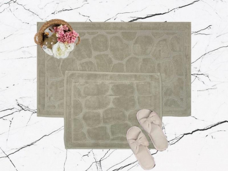 Набор ковриков для ванной хлопковый KARVEN KV427 TAS светло-бежевый 50х60 (1шт), 60х100 (1шт)