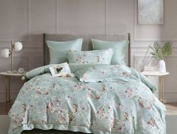 Постельное белье фланелевое из тенсела ASABELLA Брусничные анемоны 50х70 (1шт), 70х70 (1шт) 1,5-спальное