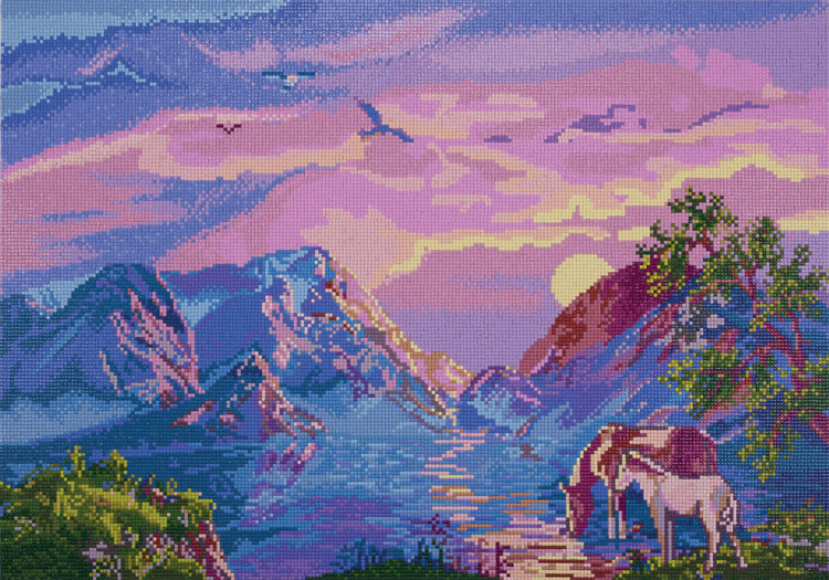 Кристальная (алмазная) мозаика ФРЕЯ ALVR-39 033 Водопой в горах