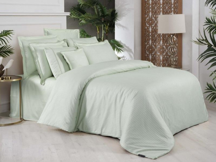 Постельное белье из страйп-сатина де люкс SAREV SPORT CHIC 260TC N303 JACQUARD STRIPE V8-YESIL 50х70 (2шт) 1,5-спальное