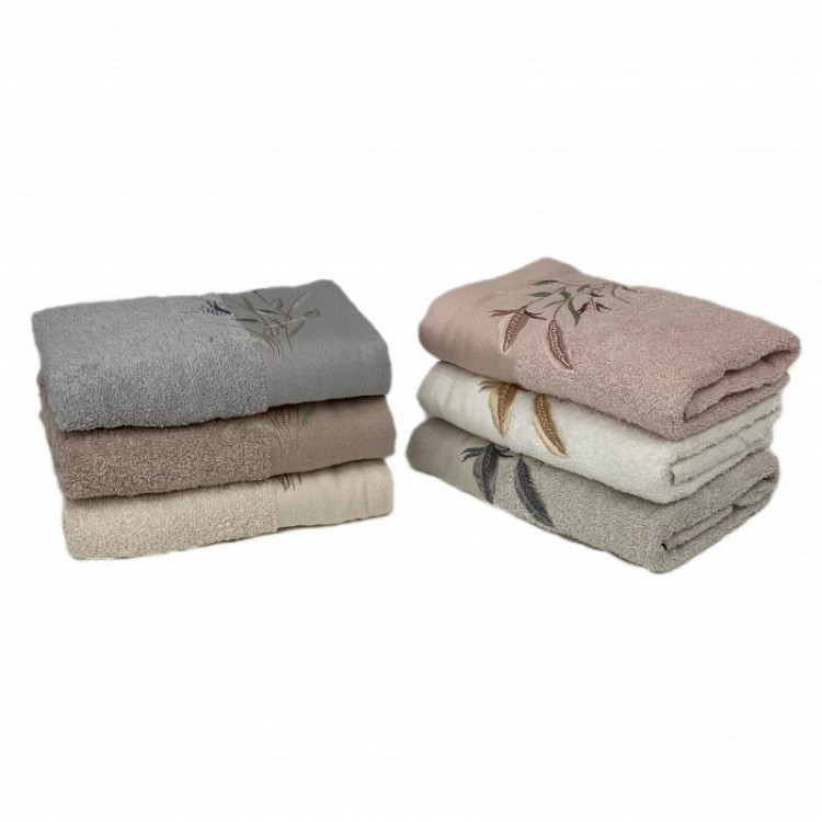 Набор полотенец махровых хлопковых с вышивкой KARVEN ELIT H7000 BASAK 50х90 (6шт)