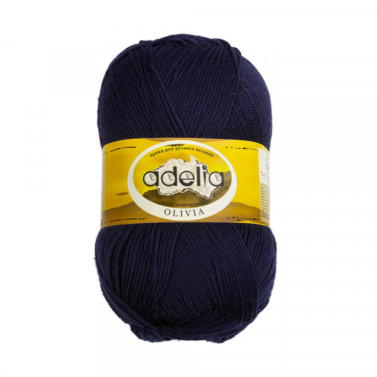 Пряжа ADELIA OLIVIA №29 темно-синяя 40% шерсть, 60% акрил, 5 шт х 100 гр, 250 м +/- 10 м