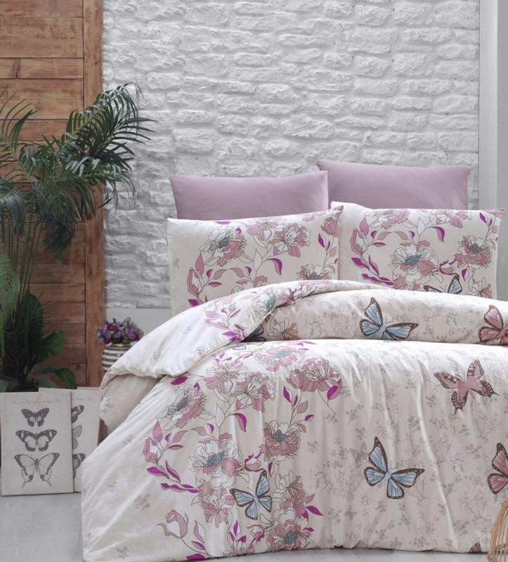 Постельное белье из ранфорса KARVEN N031 KELEBEK POWDER 50х70 (2шт), 70х70 (2шт) семейное