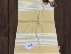 Полотенце махровое хлопковое с бахромой KARVEN H3278 ПЕШТЕМАЛЬ V2 желтое 100х200