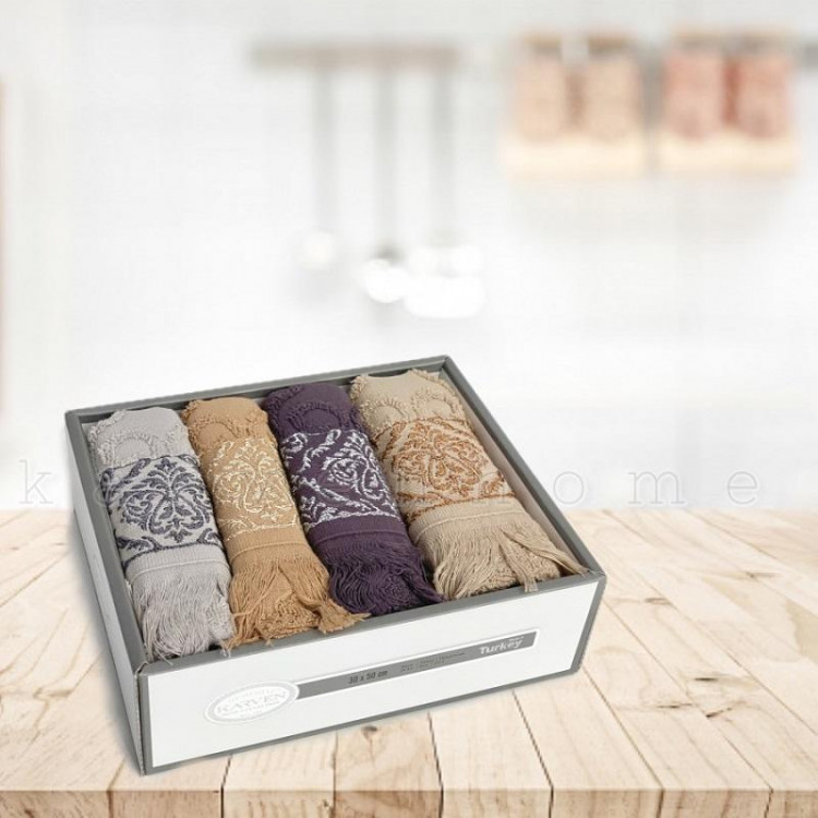 Набор кухонных полотенец махровых хлопковых KARVEN HM731 HANZADE 30х50 (4шт)